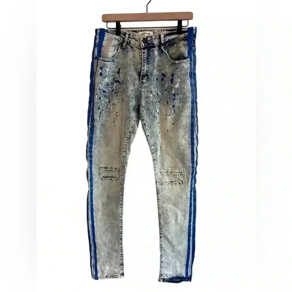 Blind Trust Stripe Paint Skinny Jeans Pants - Picture 1 of 7